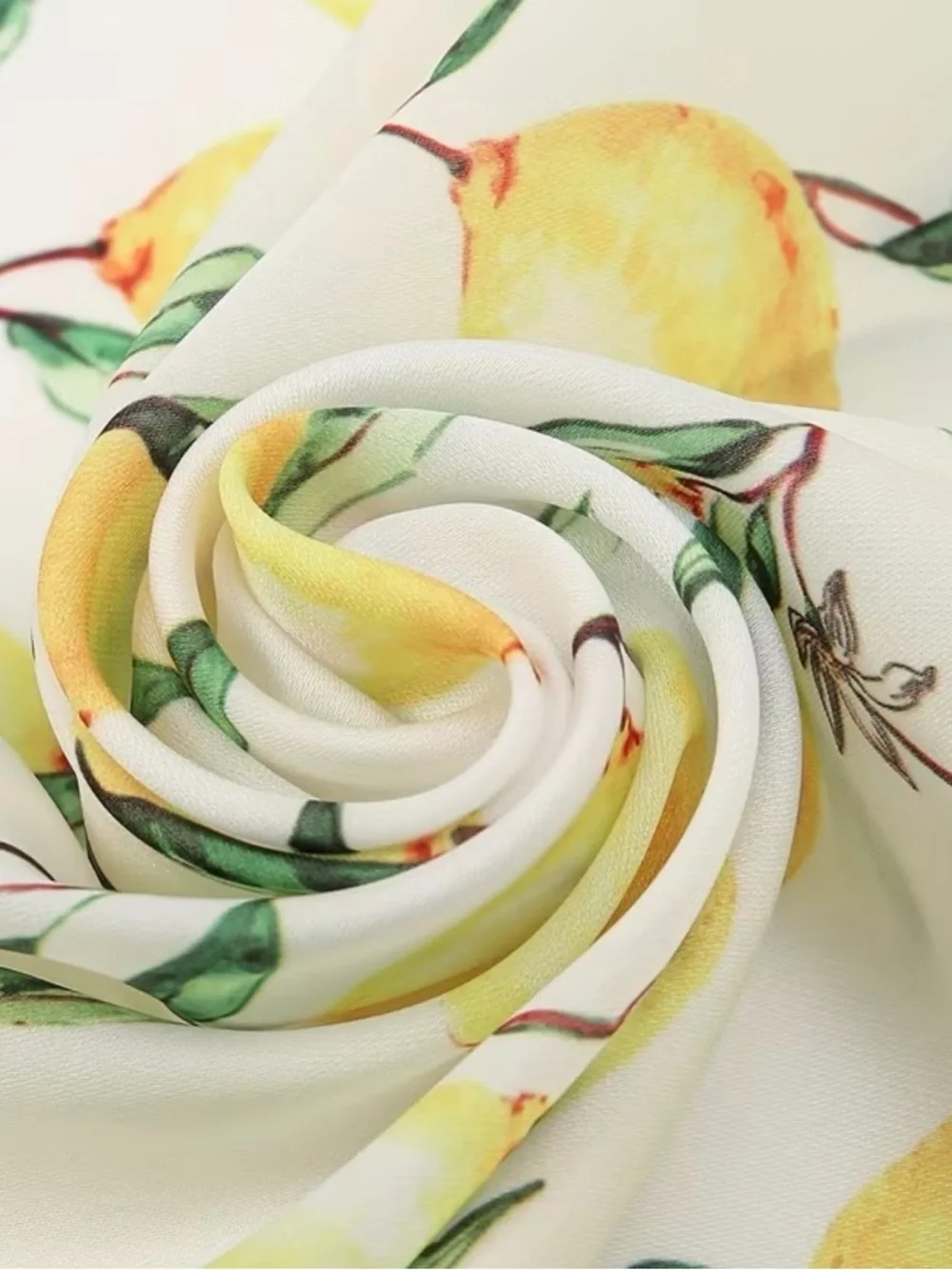 Lemon Print Satin Scarf Square Cottagecore Coastal Italian Summer Chic NWT